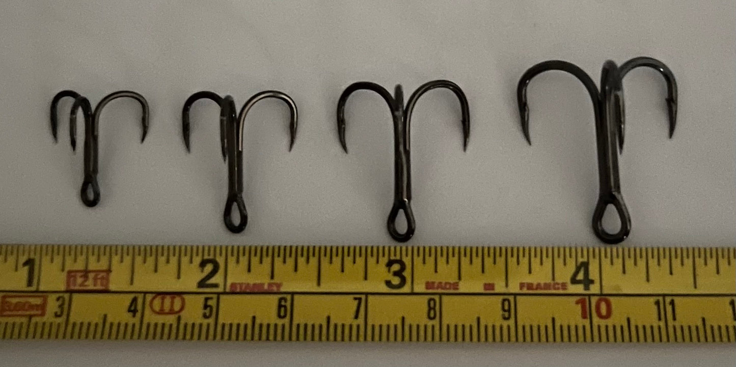 High Carbon Steel Xs Super Strong Sharp Treble Hooks - semi barbed 10 pack