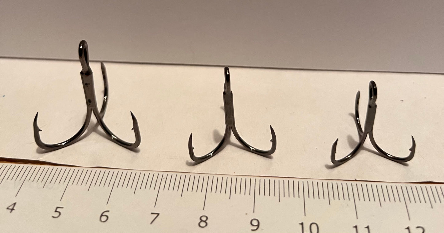High Carbon Steel Sharp Treble Hooks - barbed 30 pack