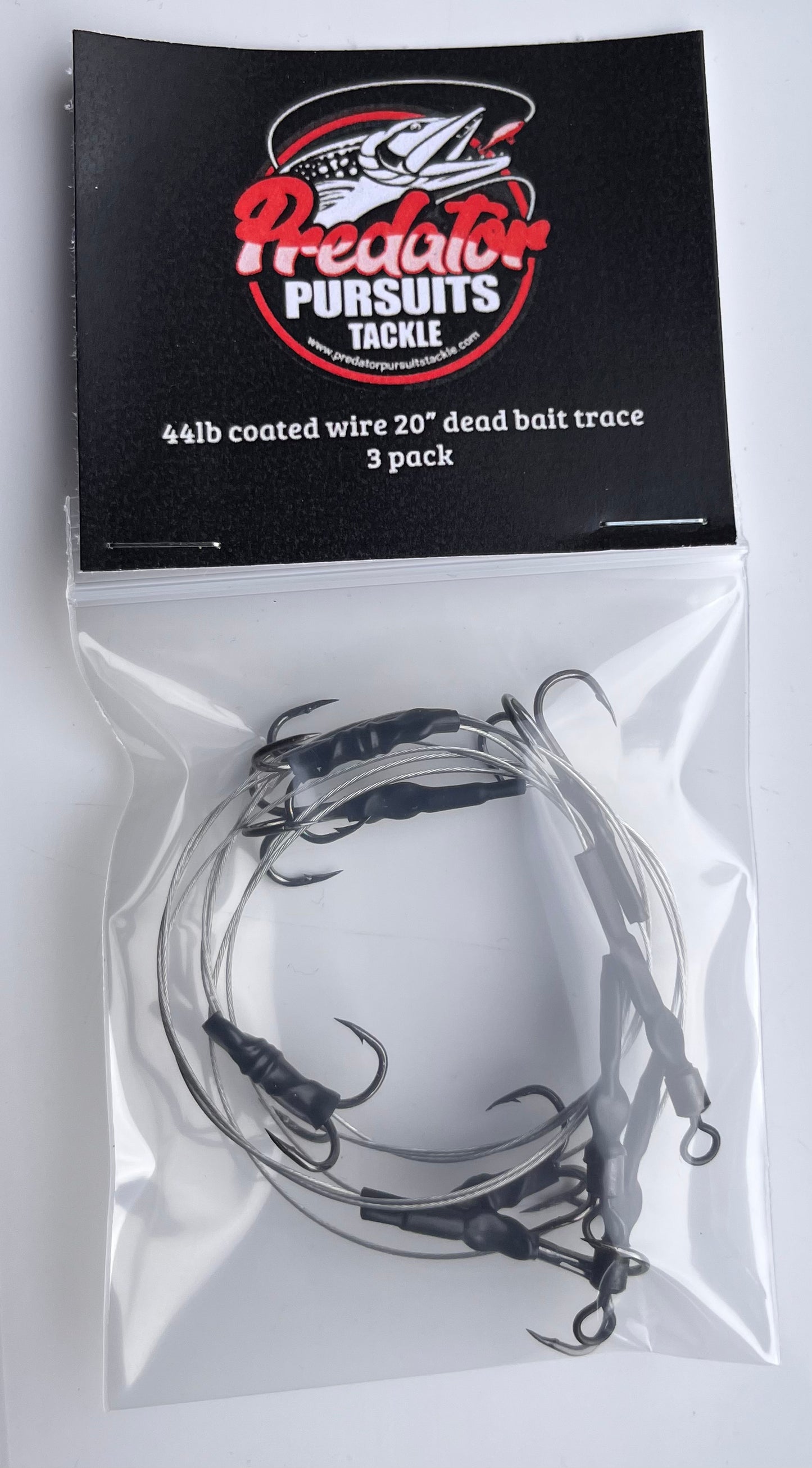 44lb coated wire 20" dead bait trace - 3 pack