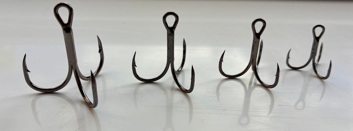 High Carbon Steel Super Strong Sharp Treble Hooks - semi barbed 10 pack