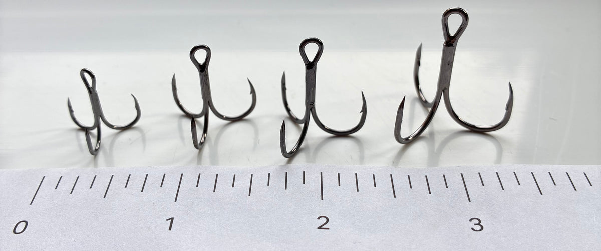 High Carbon Steel Super Strong Sharp Treble Hooks - semi barbed 10 pack