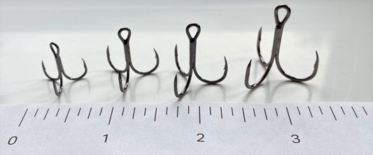 High Carbon Steel Super Strong Sharp Treble Hooks - semi barbed 10 pack