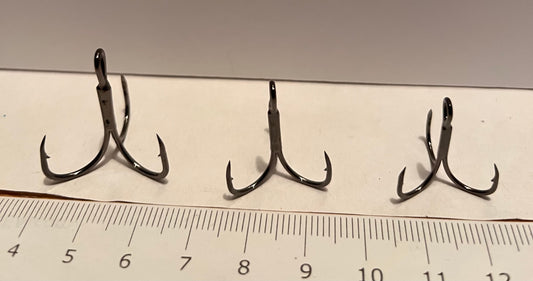 High Carbon Steel Super Strong Sharp Treble Hooks - semi barbed 30 pack